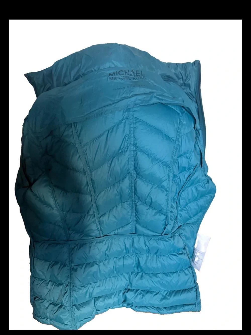Michael Kors Teal Quilted Packable Down Puffer Hooded Jacket  Size XL